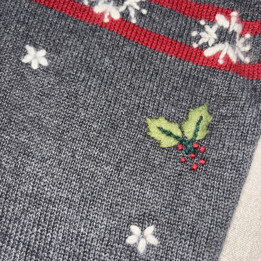 VTG North Crest Women's Gray Sweater Cardigan Full Zip Snowflake Holiday 2XL - Picture 6 of 8